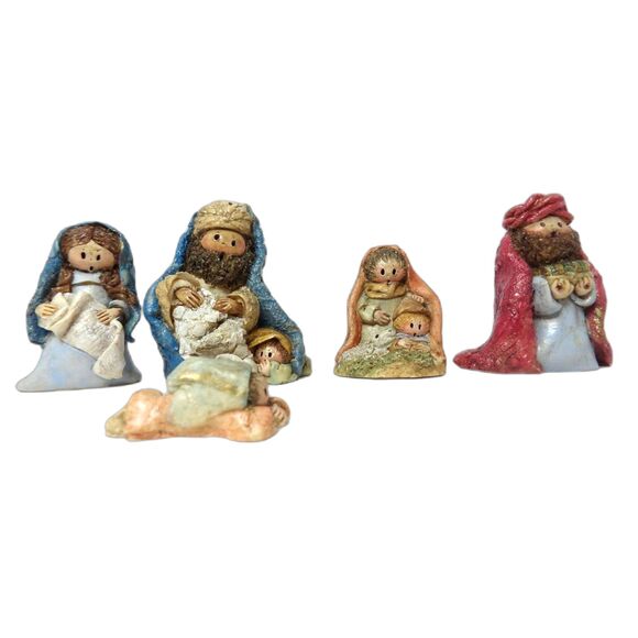 5 LaBerge Nativity Creche Manger SIGNED Vintage 91 92 93 Colorful Bible Rare - Picture 2 of 12